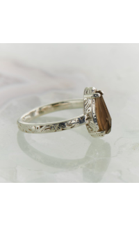 Filigraanring met smokey Quartz Checker